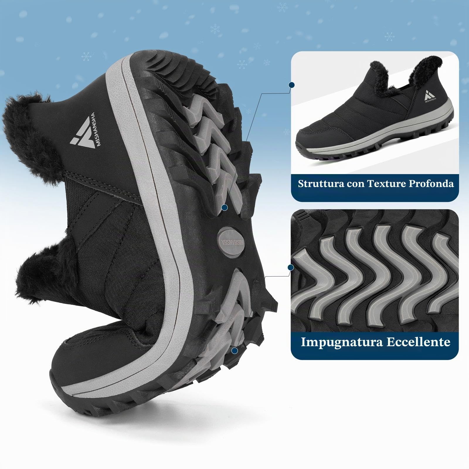 Mishansha Scarpe Invernali da Donna Foderate Antiscivolo Stivali da Neve, Taglie 36-42