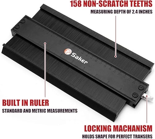 Vista 39 de Saker Herramienta para medir y duplicar contornos, bloqueo a 10 pulgadas, ajustable y precisa, ideal para duplicar formas irregulares en trabajos