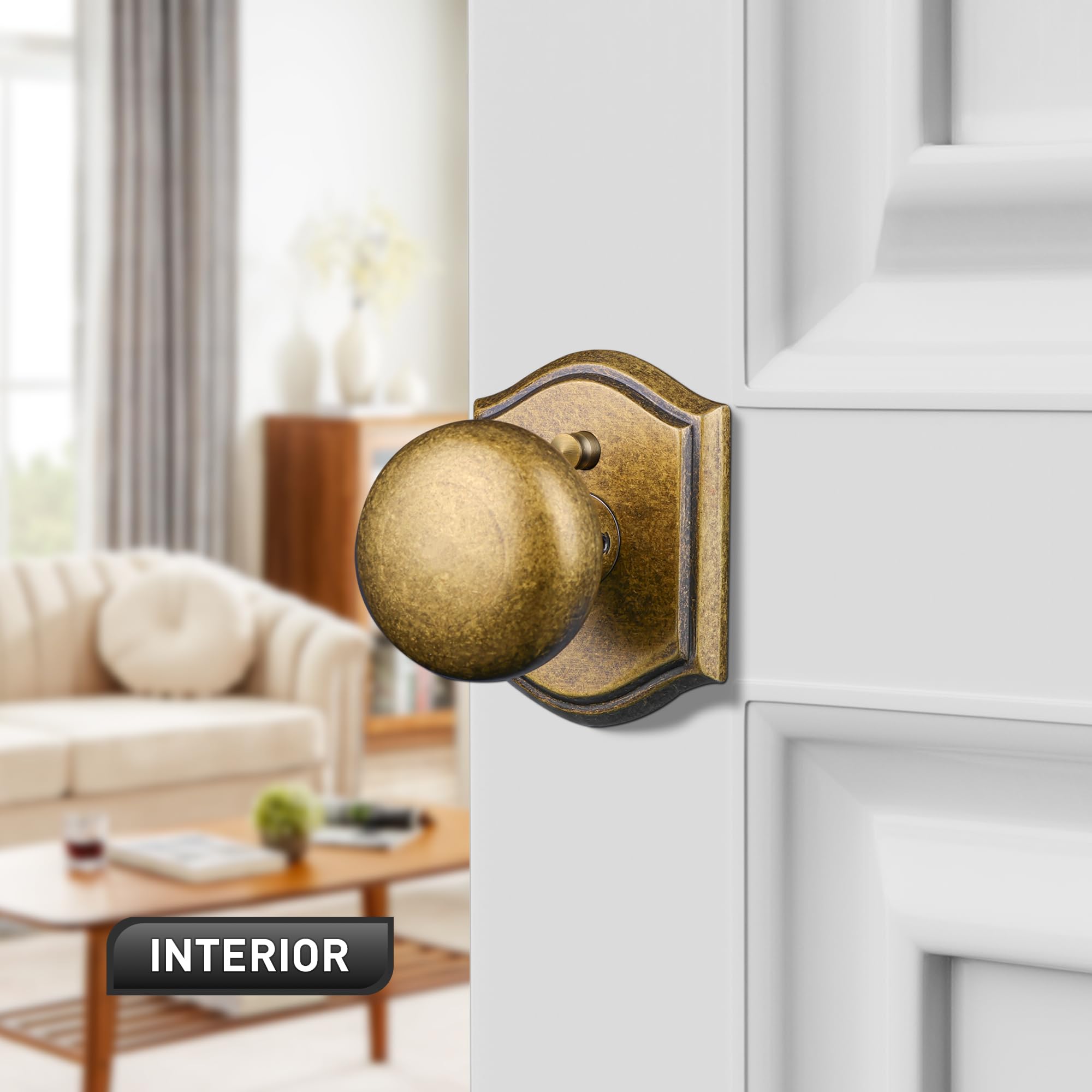 Vintage Brass Privacy Door Knob - Antique Style -2
