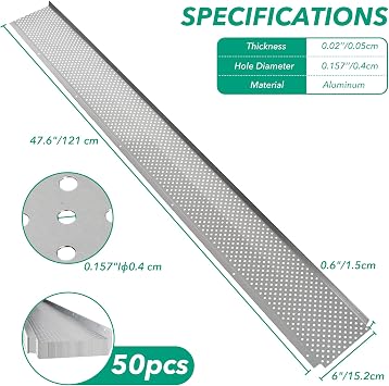 Gutter Guard,6 Aluminum Leaf Filter Gutter Cover,50 PCS Total Length 200FT,Raptor Gutter Guards,Easy DIY Leaf Guards for Gutters Fits Any Roof or Gutter Type
