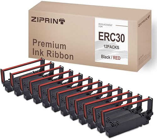 Paquete de 12 cintas ERC30 ERC 30 34 38 BR compatibles con cartucho de cinta para ERC38 ERC34 ERC30 (negro rojo)