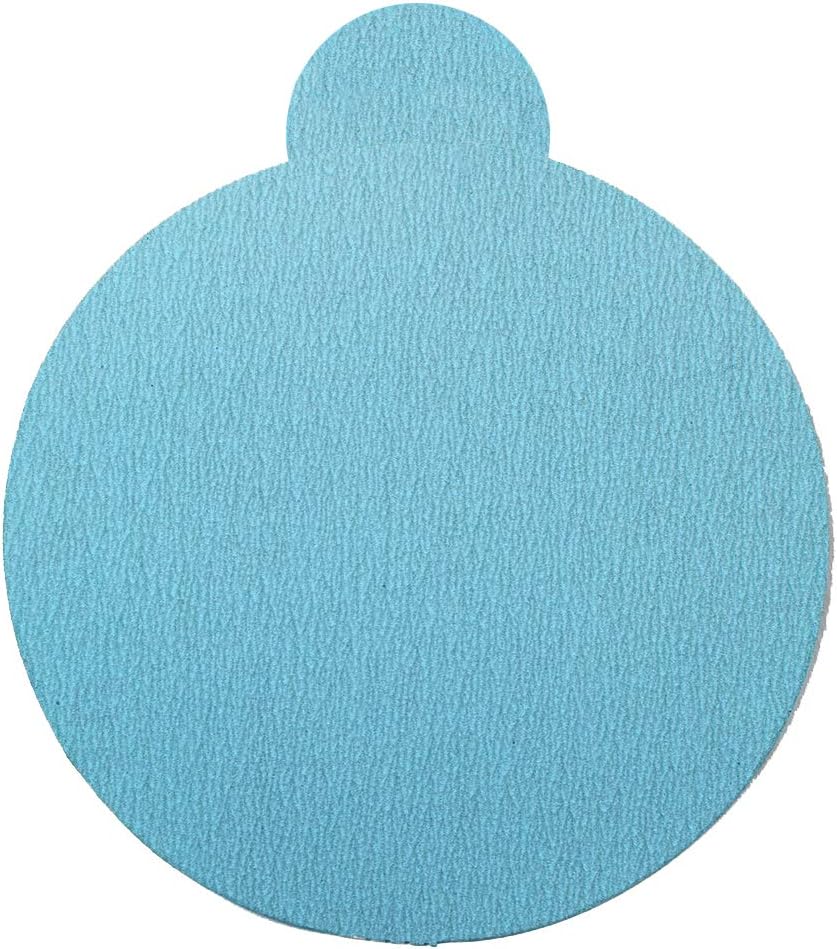 Mercer Industries 582220 PSA Single Discs with Tabs, Aqua Stearated Aluminum Oxide, 5" x No Dust Holes, Grit 220C, 100-Pack