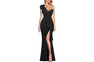 Womens Formal Black and Gold Prom Maxi Dress
