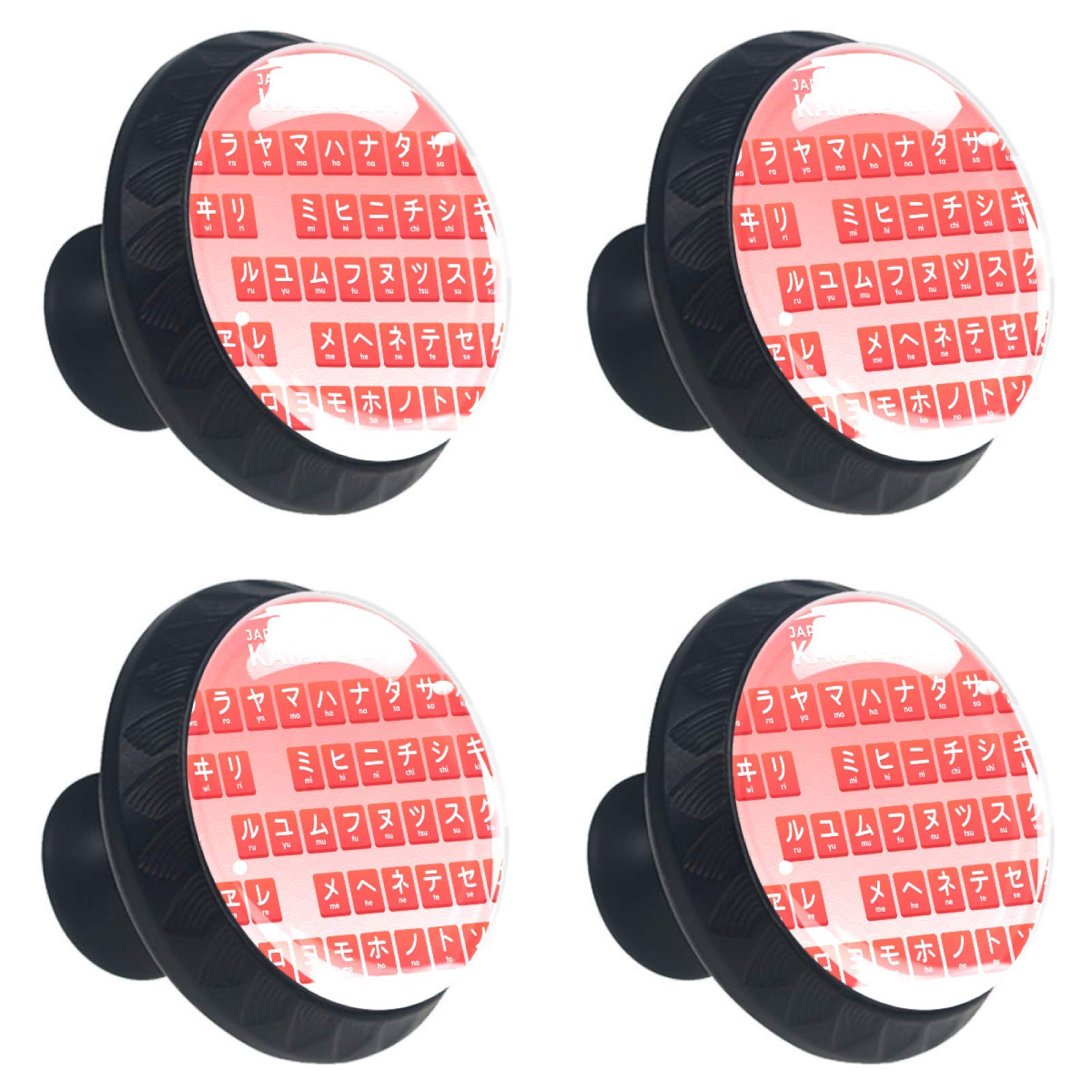 Boutons de tiroir alphabet Hiragana au design multicolore unique pour meuble