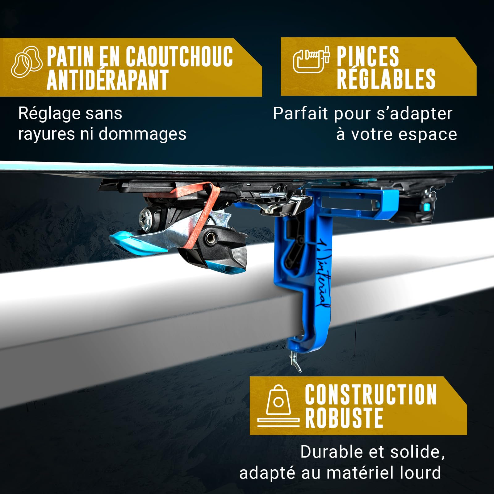 Winterial Étau à Skis et Snowboard Set de 2 Réglable Positions Horizontales Verticales