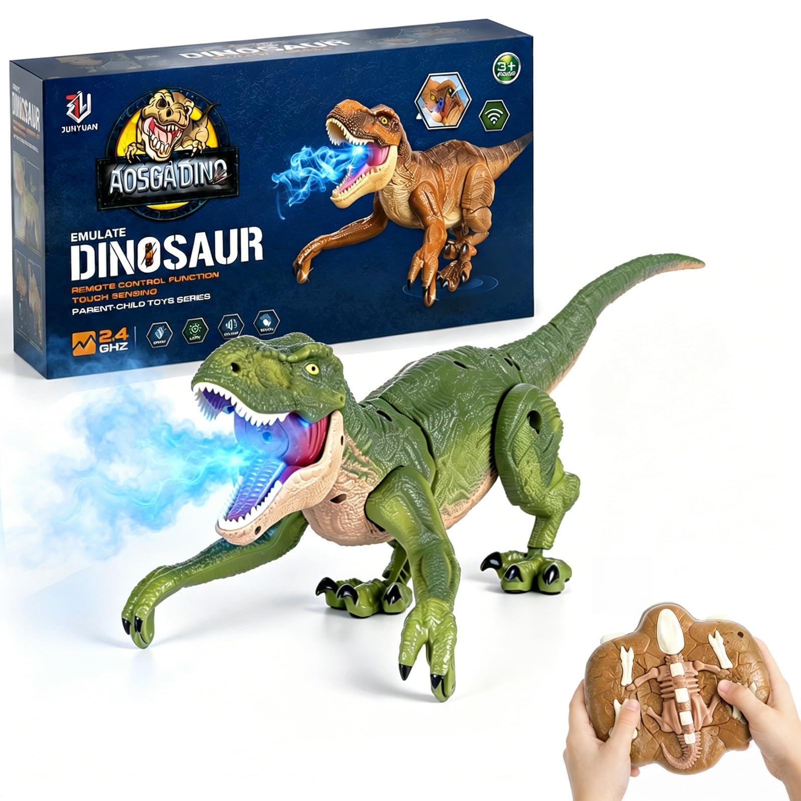 Photo 1 of ***MISSING PARTS***
GtuiBugt Remote Control Dinosaur Toy with Touch Sensing, Mist Spray, LED Light & Roaring Sound, Walking Dinosaur Robot for Kids 3+, Interactive Dino Toy Gift for Boys Girls