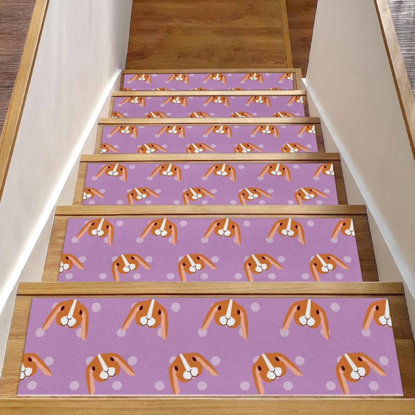 Tapis d'escalier antidérapant violet de 76,2 x 20,3 cm lavable et ultra adhérent