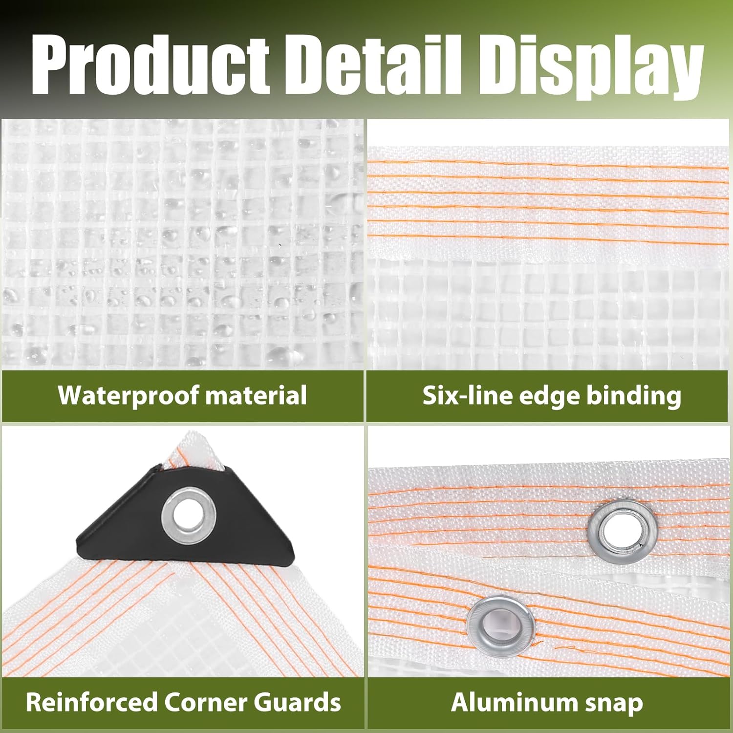 THDUJAY﻿ 2 Pack Greenhouse Plastic Sheeting,18 Mil 10x10 FT Clear Tarp,Heavy Duty Waterproof Cover, Puncture Resistant with Lock Stitch Edges,for Farm Plants,Garden,Chicken Coop