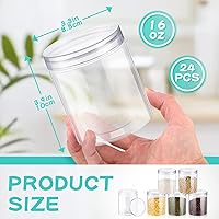 Vista 2 de Irenare 24 frascos de plástico de 16 oz con tapas, recipientes de plástico transparente de boca ancha, frascos tipo Mason para alimentos