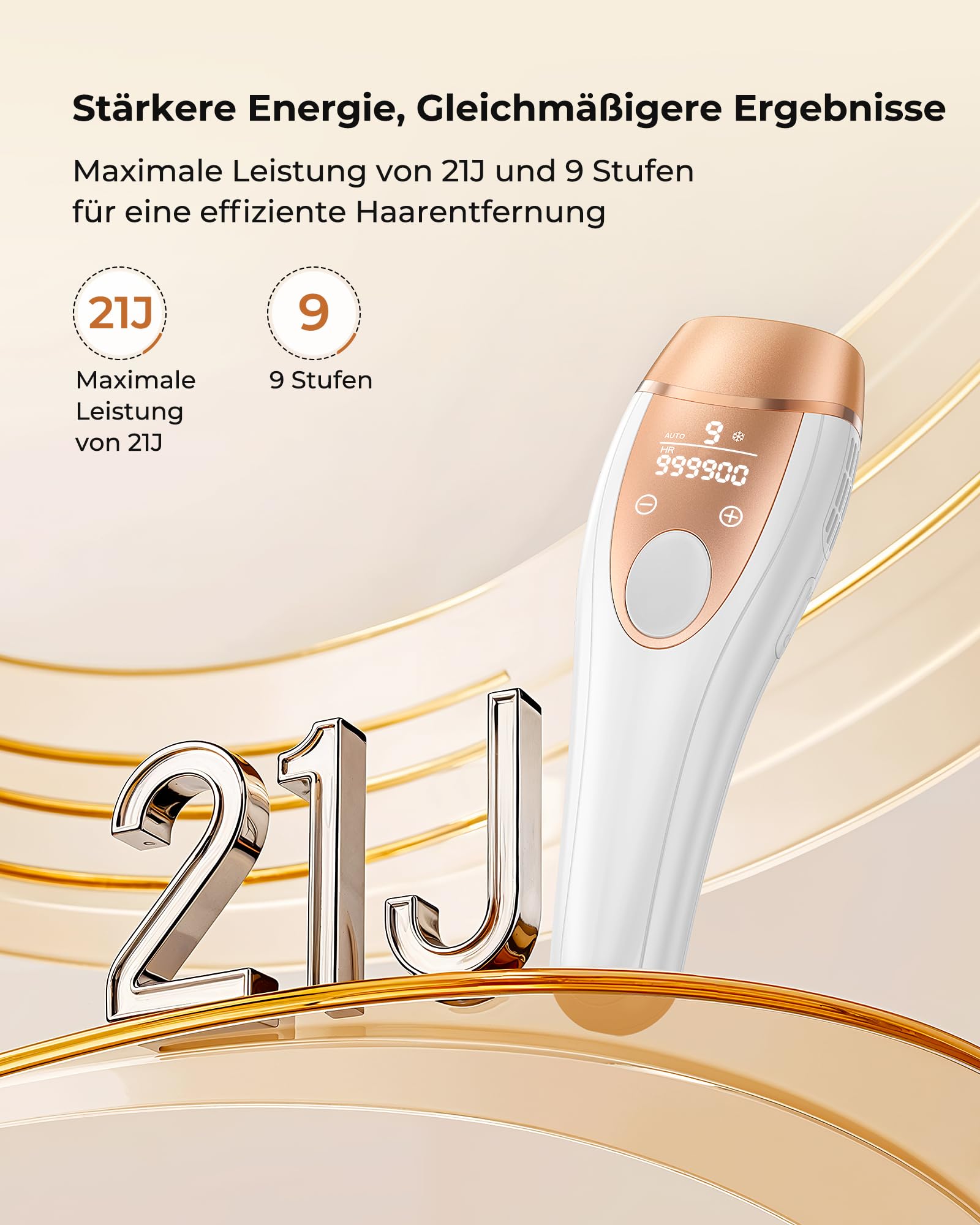 IPL Geräte Haarentfernung mit Kühlfunktion, 21J Laser, 9 Stufen, 999.900 Blitze