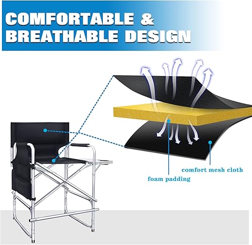 Miniatura 7 de AQNIEGEP Silla de maquillaje para artista de maquillaje de 41 pulgadas de alto, silla plegable de directores, silla de artista de maquillaje para