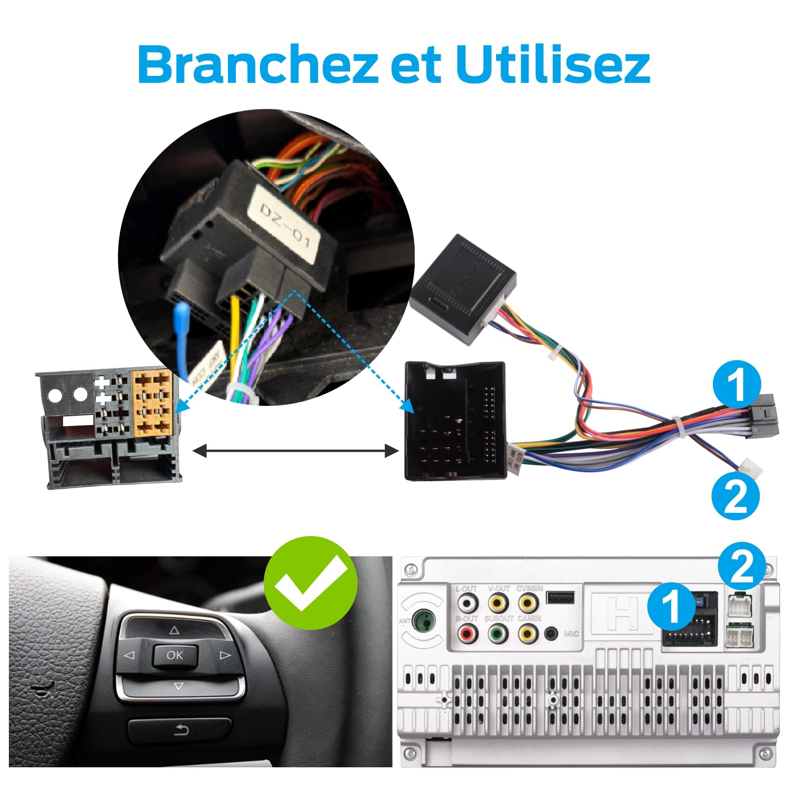 Radio stéréo pour VW Passat Jetta Caddy Tiguan Touran Golf 5 6 GTI T5 EOS Polo avec Wireless Carplay Android Auto TF Card Touchscreen Bluetooth AMFM Radio