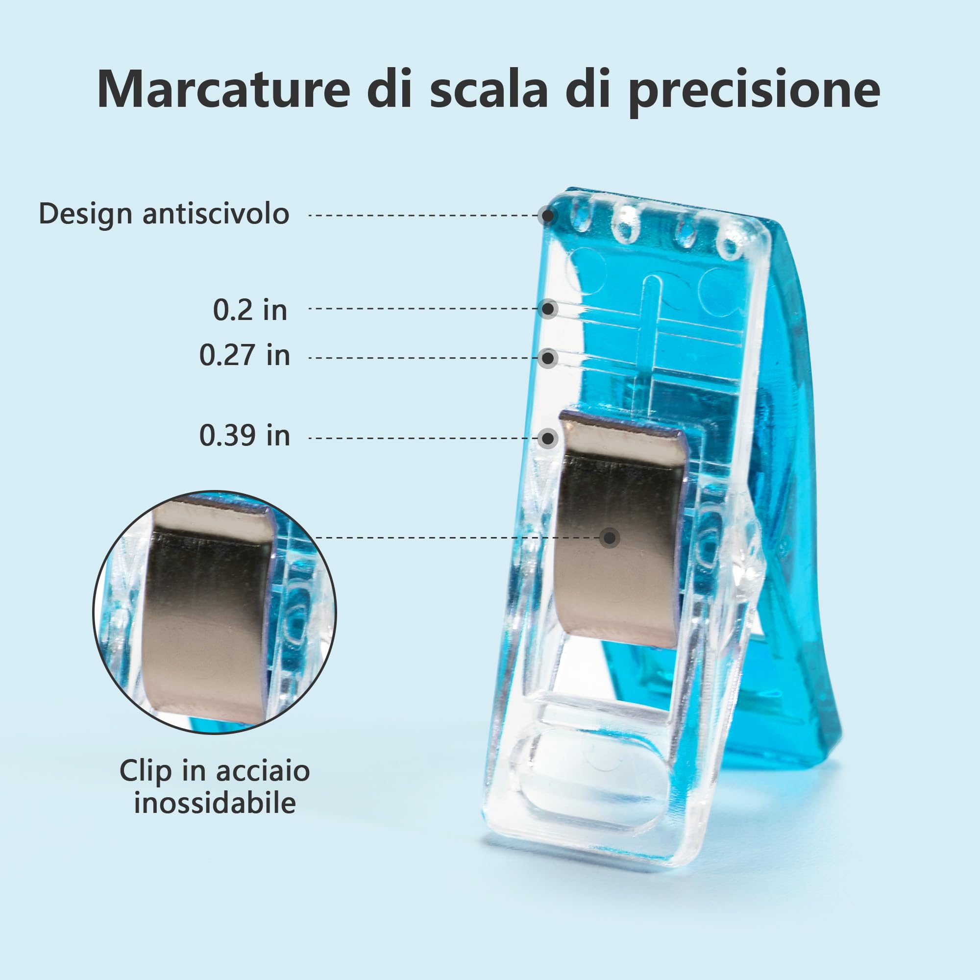 Mollette per Cucito 50 Pezzi, Clip Multiuso in Plastica con Molla in Acciaio Inossidabile per Quilting e Sartoria
