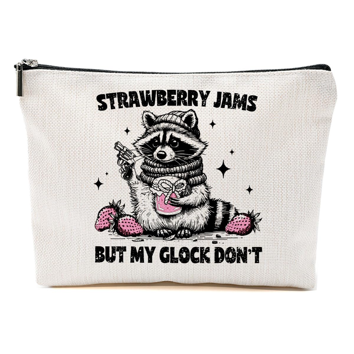 CSHVJ Raccoon Pun Makeup Bag Funny Gifts Humor Cosmetic Bag Raccoon Gifts for Women Friend Sisters Daughter Zipper Pouchs Toiletry Bags for Camping