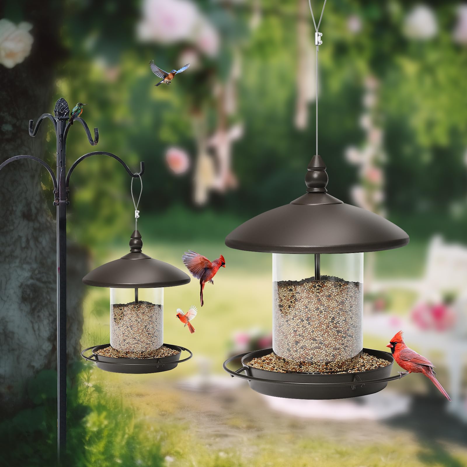 Paquete de 2 comederos para pájaros al aire libre, ardillas, a prueba de masticación, para pájaros de patio trasero. Bronce