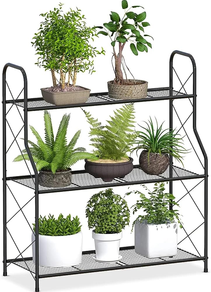 MetalTouch 3 Tier Plant Stand,Tiered Plant Shelf for Multiple Plants,Metal Plant Shelf Stands,Multiple Flower Pot Display Rack,Iron Shelves Holder for Patio Garden Corner Indoor Outdoor (B0CF1KLHR6) Amazon Price History, Amazon Price Tracker