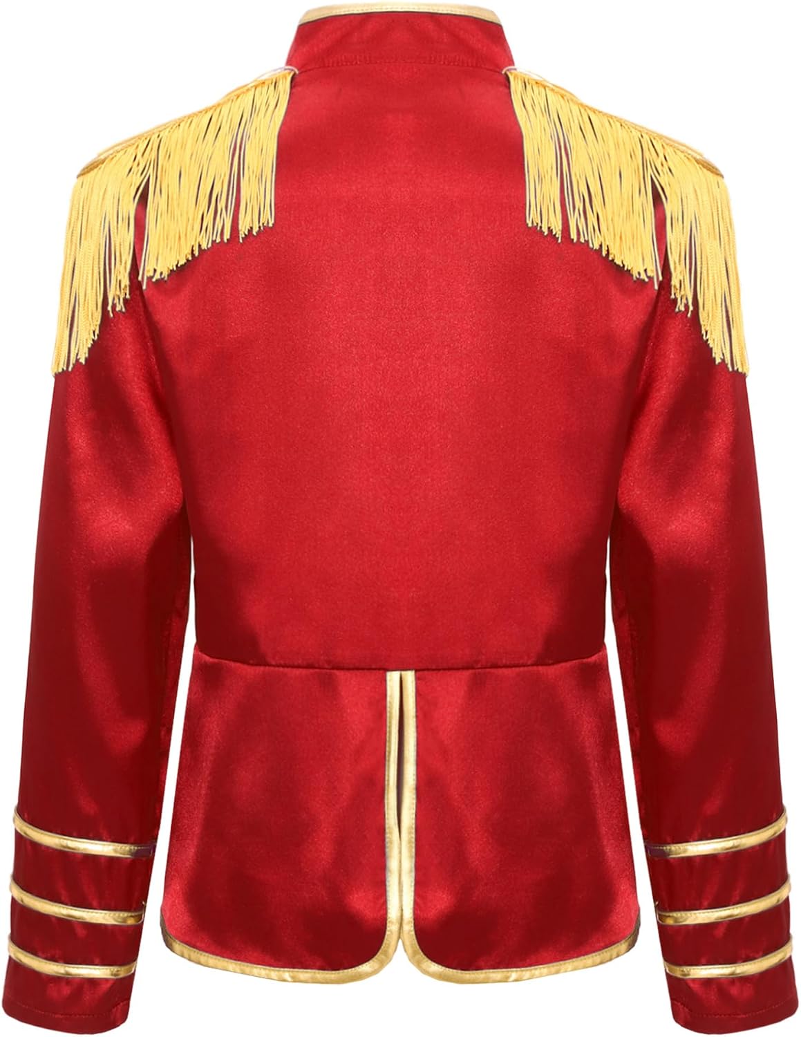 Hansber Kids Boys Girls Drum Majorette Long Sleeve Fringe Tassel Jacket Coat Honor Guard Uniform Stage Show Outfit Red 12 Years