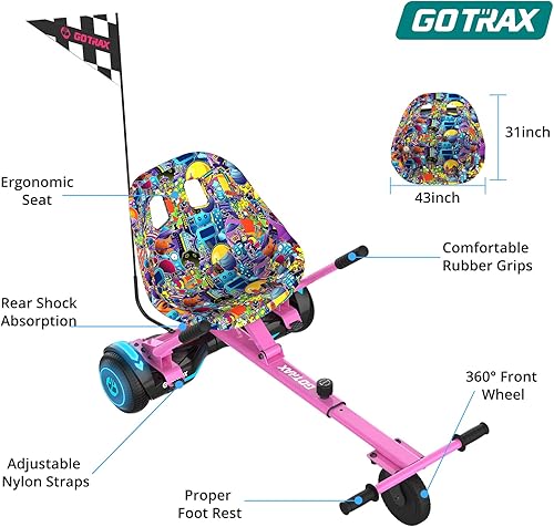 Miniatura 7 de Gotrax Hoverboard - Accesorio de asiento de kart para scooter de equilibrio automático de 6.5, 8, 8.5 y 10 pulgadas, longitud de marco ajustable y