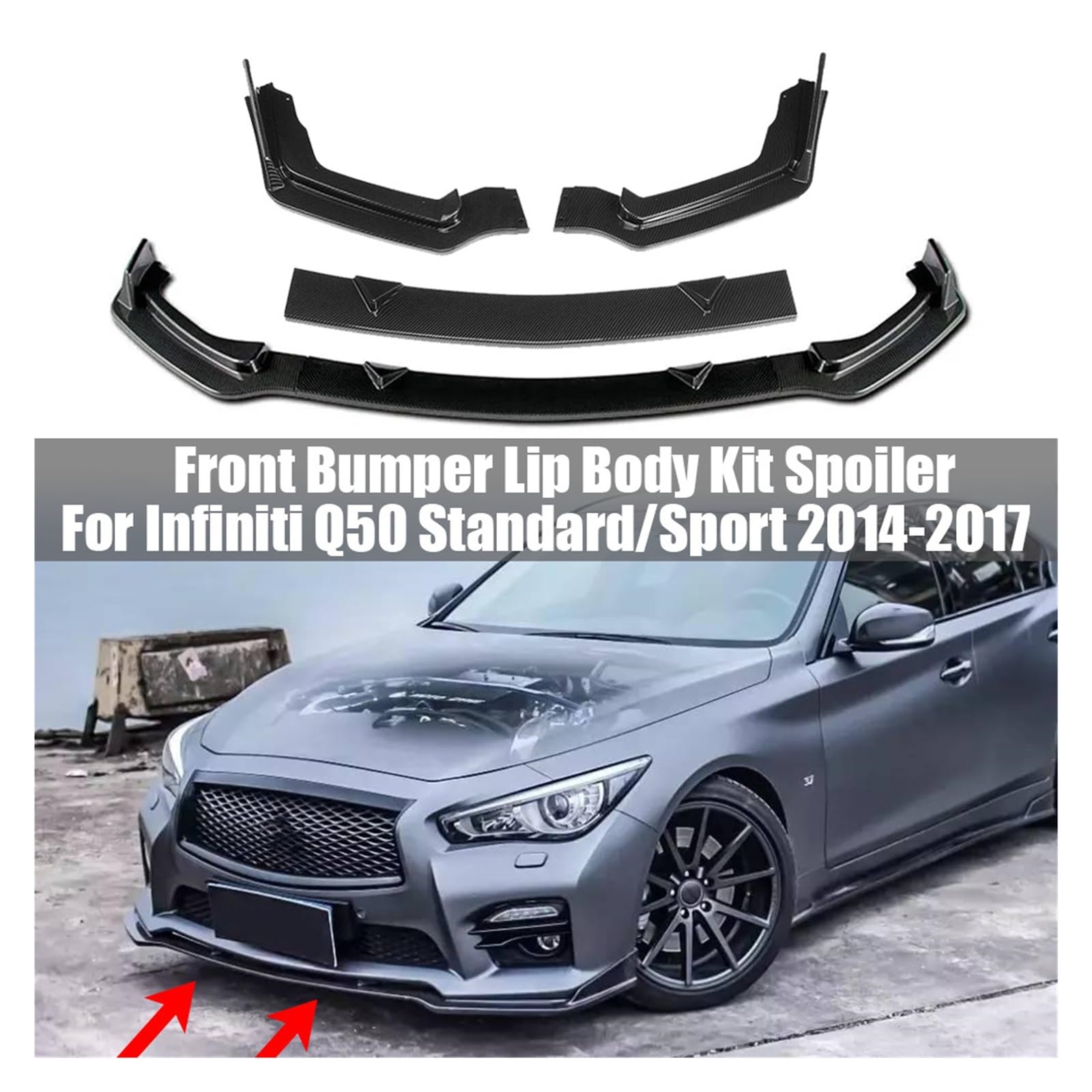 車のフロントバンパーリップスプリッターディフューザーボディ