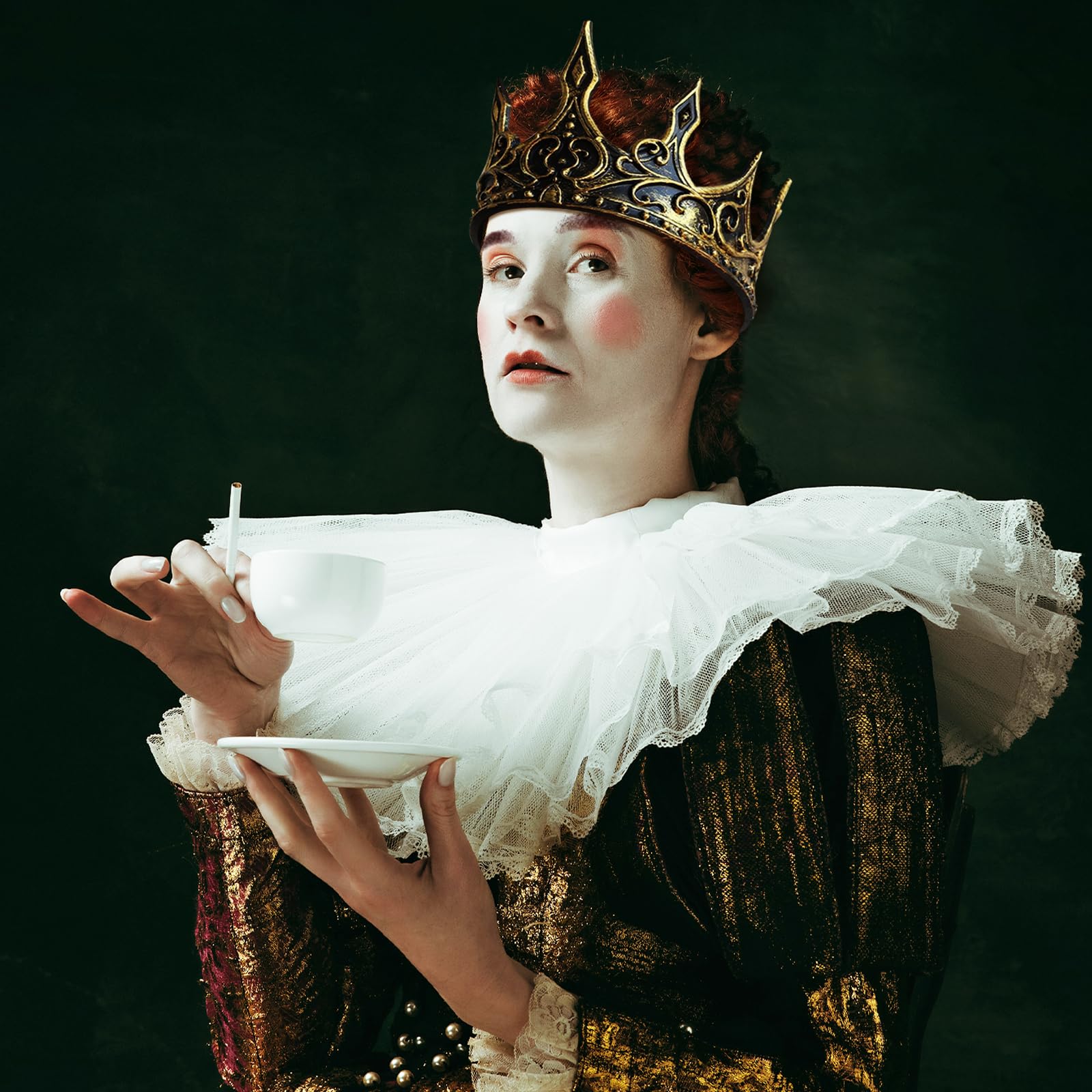 Krone Mittelalter König, Königskrone, Kostümzubehör für Erwachsene, Größenverstellbar, Kaiser, Adeliger, Herzog, Karneval, Kostüm, Mottoparty, Geburtstag, Theater, Verkleidung (Kupfer)