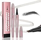 Q708 3D Microblading Eyebrow Pencil, Waterproof, 4-Tipped, Long-Lasting, Micro-Fork Applicator for Natural Brows, All Skin Tones (2#Dark Brown)