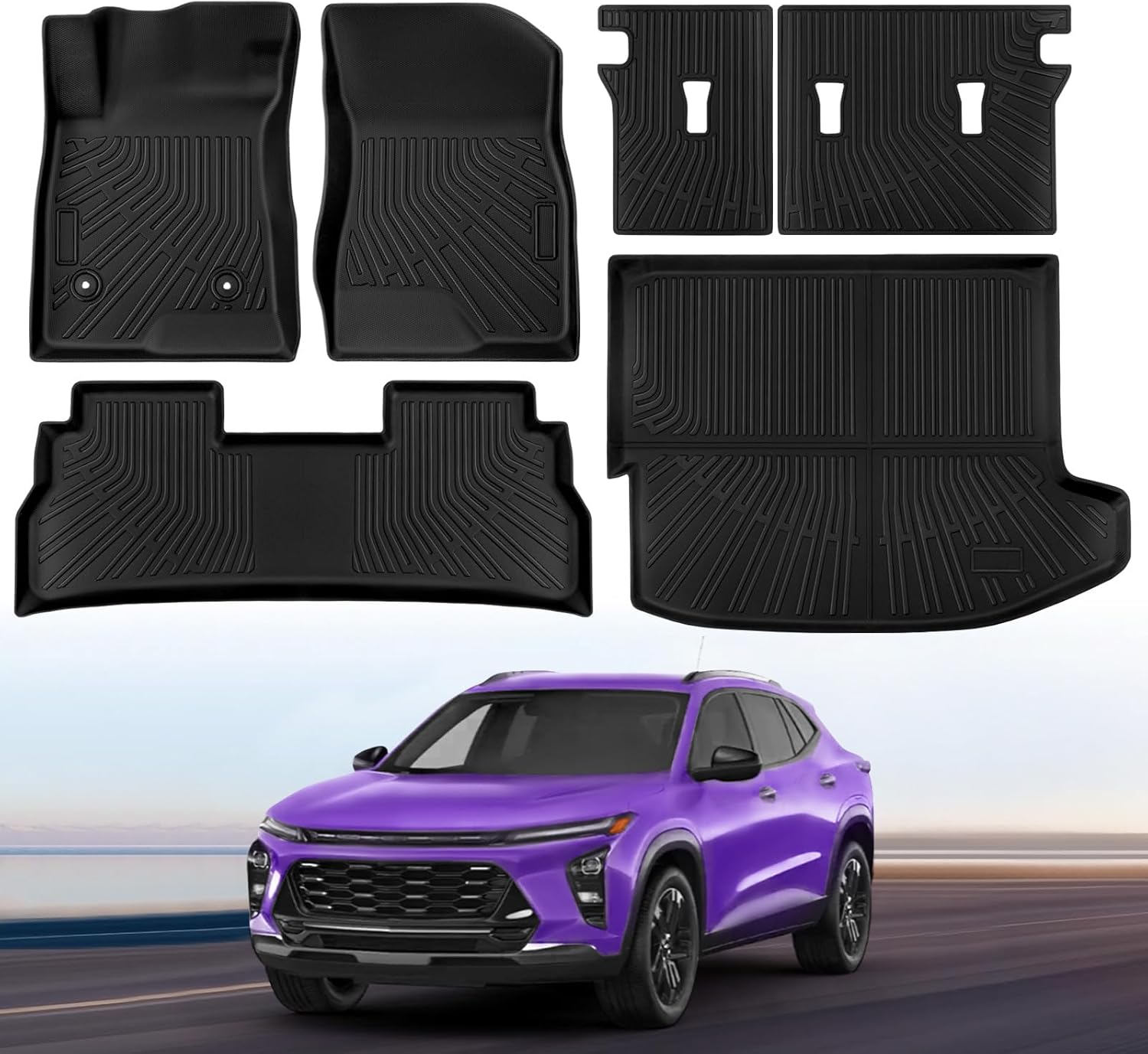 Floor Mats for Chevrolet/Chevy Trax Buick Envista 2024 2025 Full Set All Weather Floor Mats for Chevrolet/Chevy Trax Buick Envista Accessories 2024 2025 TPE Back Seat Cover Trunk Mat
