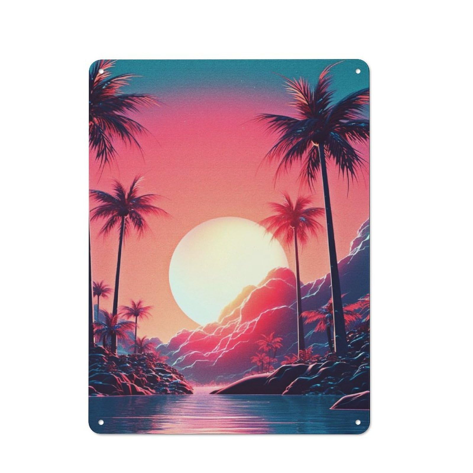 Junmoney Beautiful Sunrise Metal Wall Sign 40X30cm Featuring For Living Room Wall, A Decorative Gift For A Newly Furnished Living Room