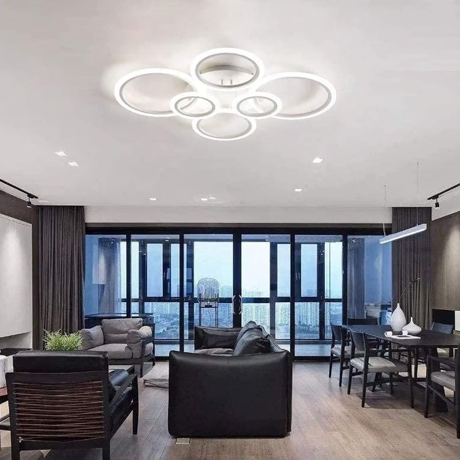 Nowoczesna lampa sufitowa LED 6-pierścieniowa lampa sufitowa 72W 6400LM, odpowiednia do salonu, sypialni, kuchni, lampy sufitowej w jadalni, 3000-6500K