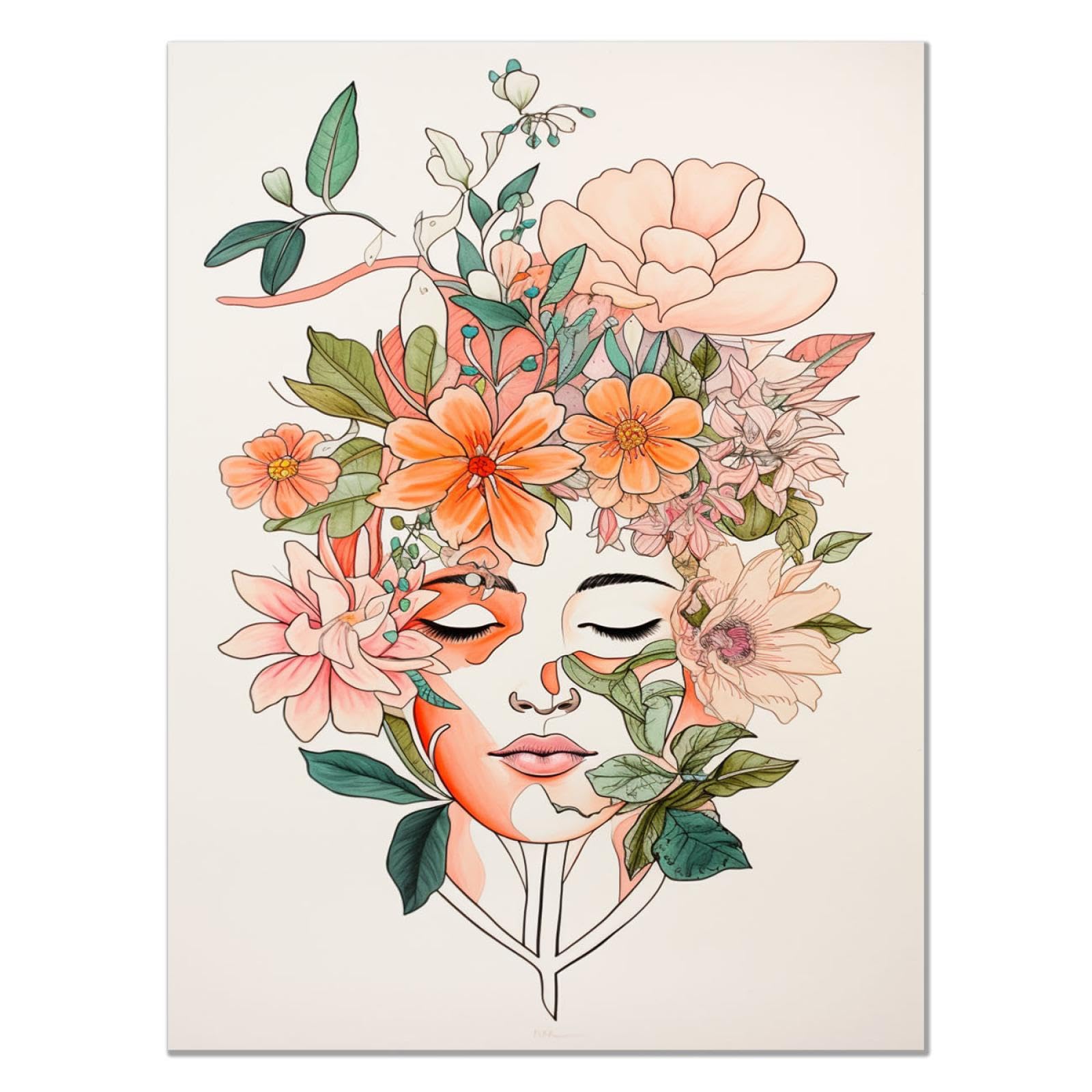 Amazon.co.jp: JOSUE 絵 飾り絵 ポスター オレンジ、ピンク アート