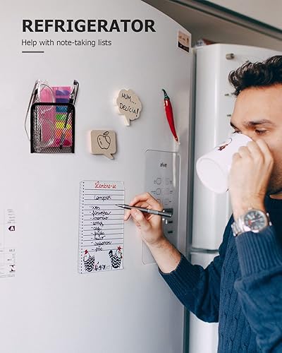 Miniatura 5 de QYH Portalápices magnético grande, paquete de 2 cestas magnéticas, 8 portalápices con imanes fuertes, accesorios para nevera, pizarra blanca negra