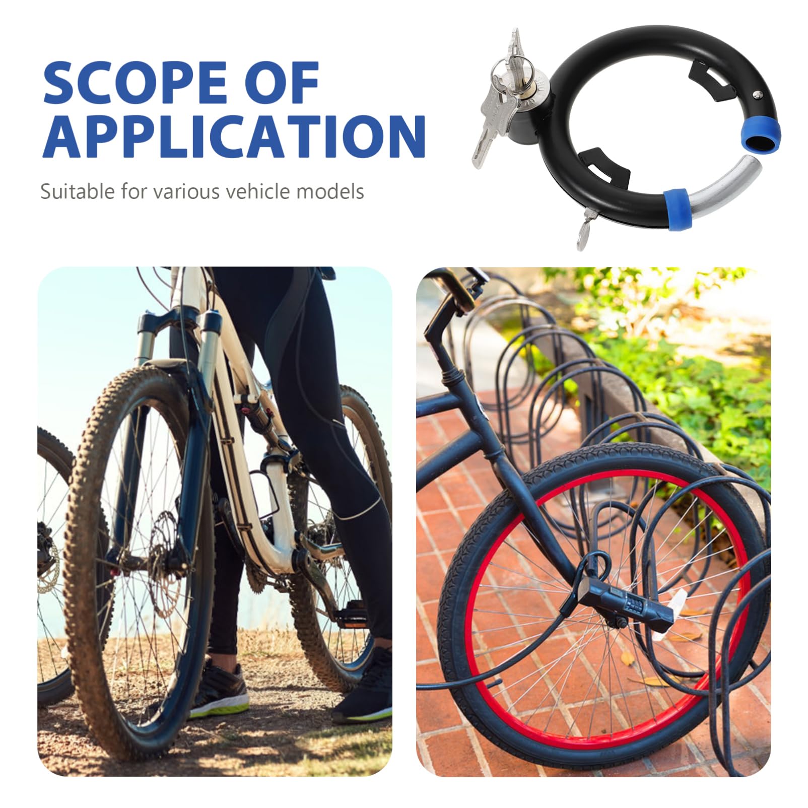 Lucchetto Antifurto per Bicicletta Rotondo in Acciaio Inox Nero | Set 1 Pezzo con Chiavi e Supporto, per Mountain Bike e Scooter Elettrico, Uso Outdoor e Cycling