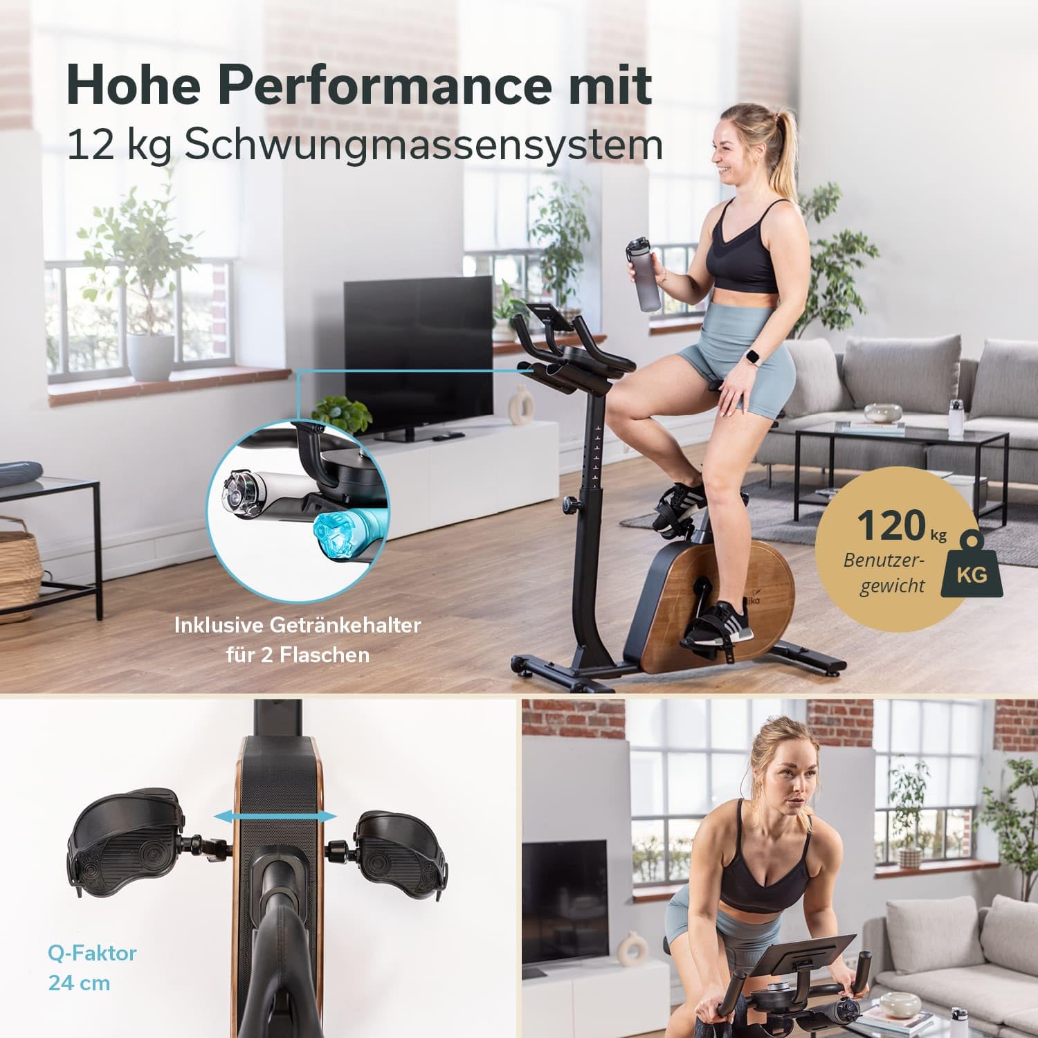 Skandika Trevek P12-G rower treningowy | ergometr rowerowy z generatorem prądu, hamulec magnetyczny, 16 poziomów oporu, regulowane pedały, siodełko i kierownica, trener domowy, ergometr, rower