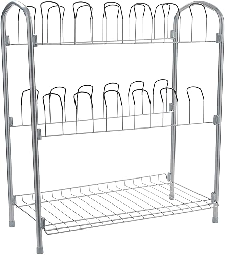 Organize It All Zapatero de piso para 12 pares con estante, dimensiones 23.25 x 13.25 x 26.50, independiente, organización de dormitorio,