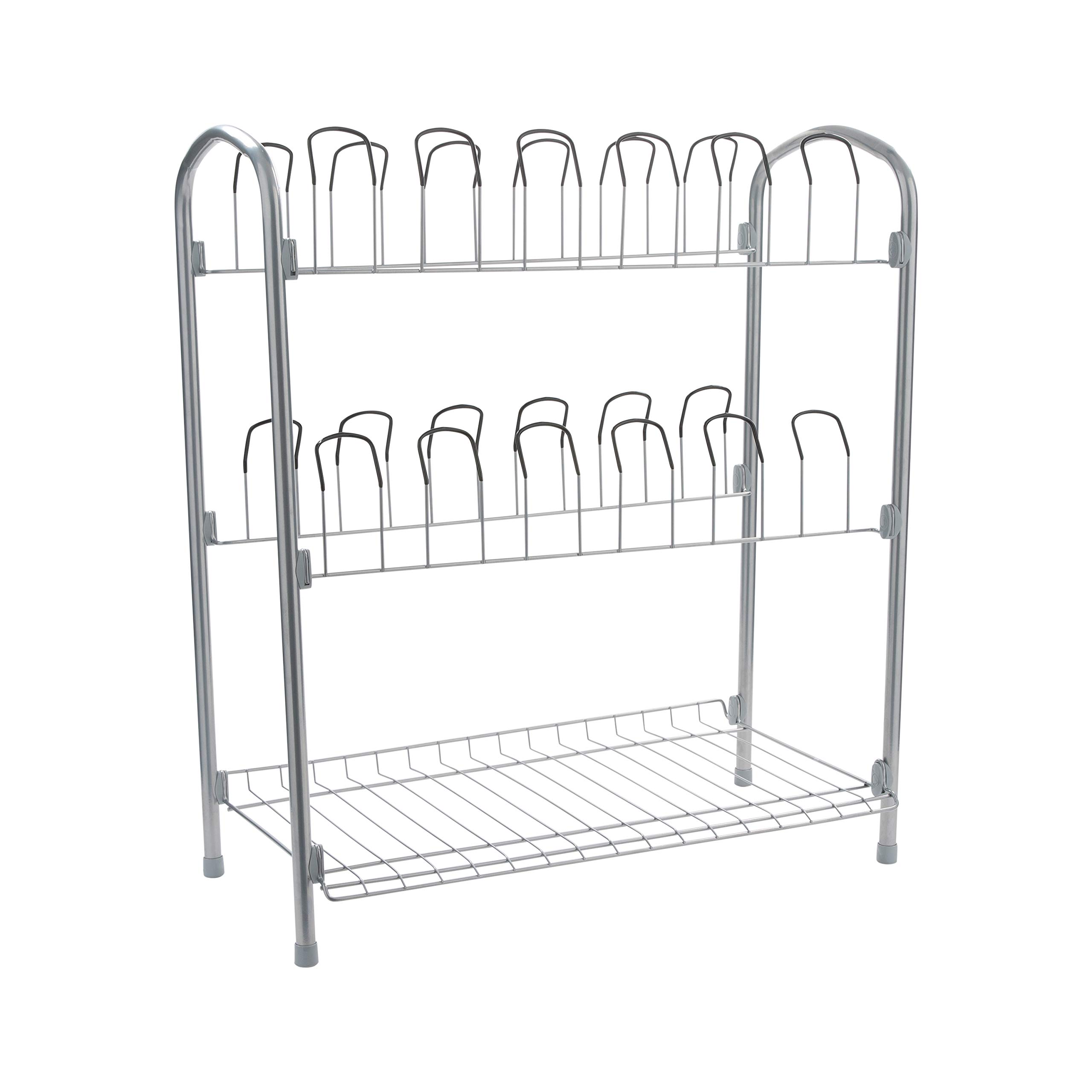 Neu Home Organize It All 17704W 12 Pair Wire Shoe Rack with Storage Shelf