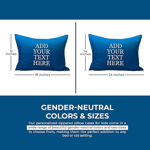 Miniatura 6 de Funda de almohada personalizada para niños pequeños, 14 x 20 pulgadas, microfibra súper suave, azul real, cierre de sobre, nombre personalizado