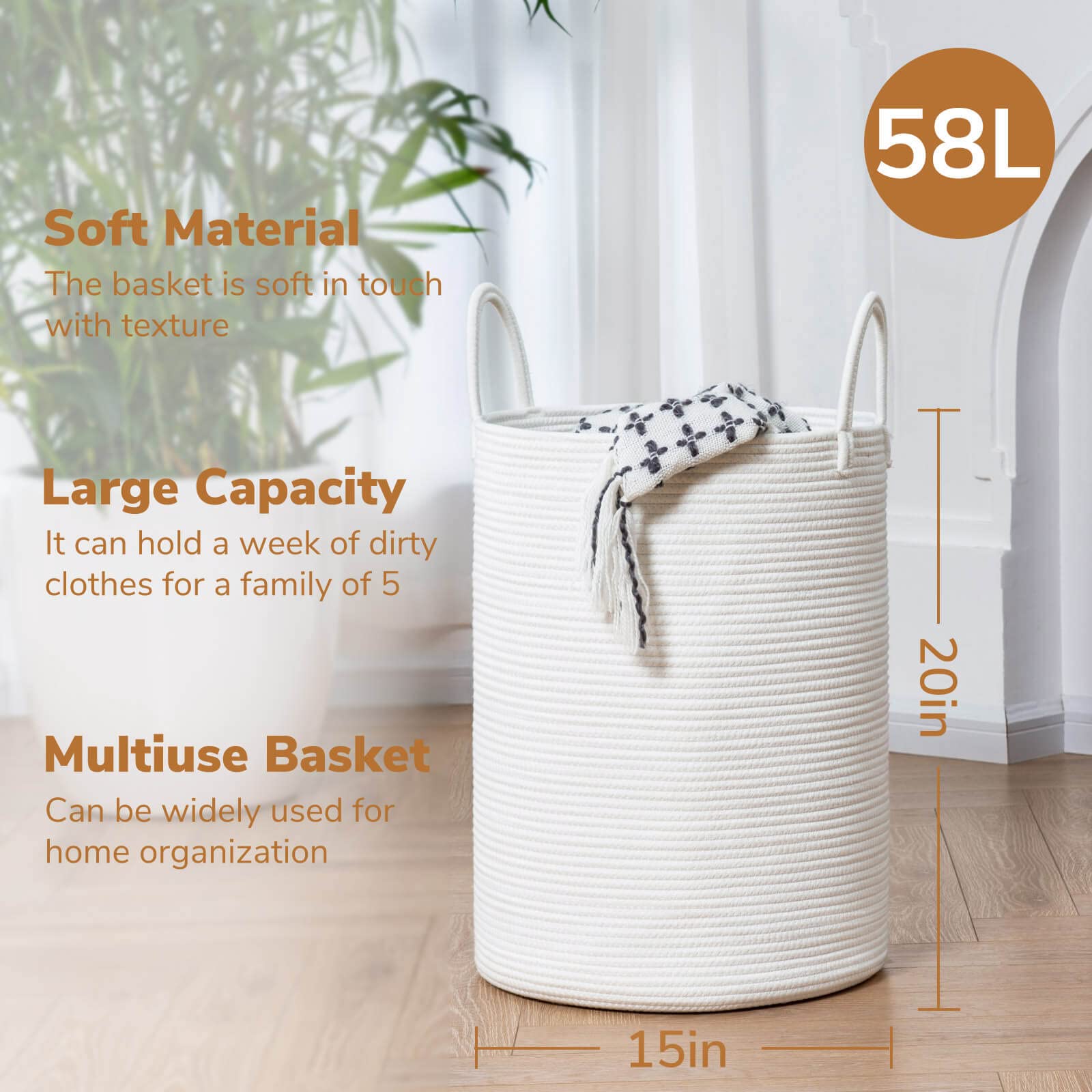 Laundry Basket, Washing Basket, Large Hamper - Image 4