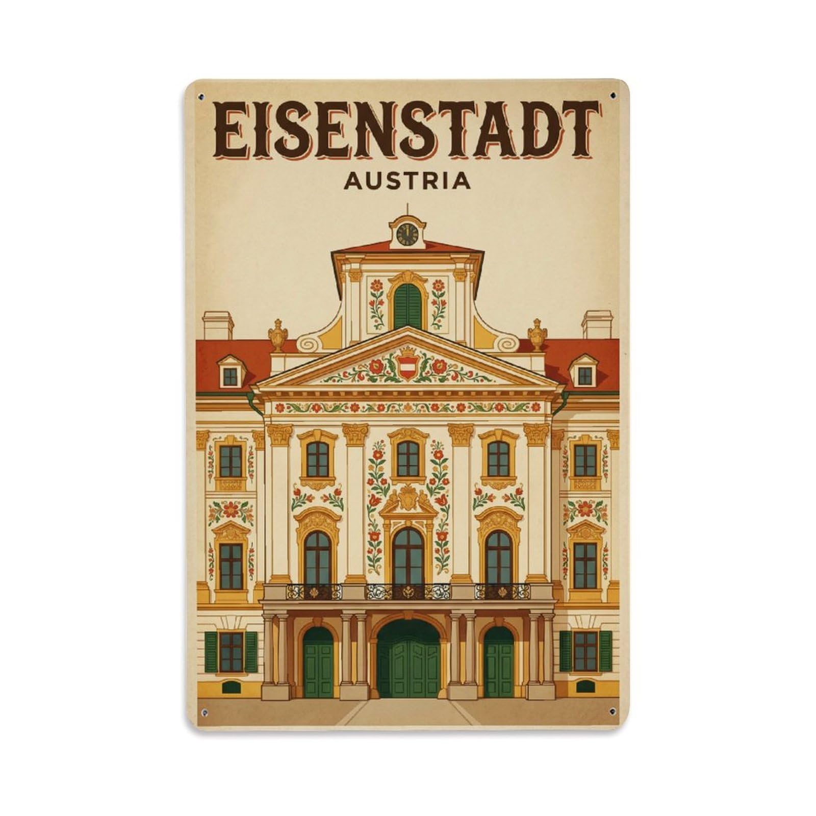 Vintage Austria Eisenstadt Travel Metal Tin Sign Plaque Wall Decor for Cafe, Club Bar, Office, Garden Metal Poster 8x12Inch