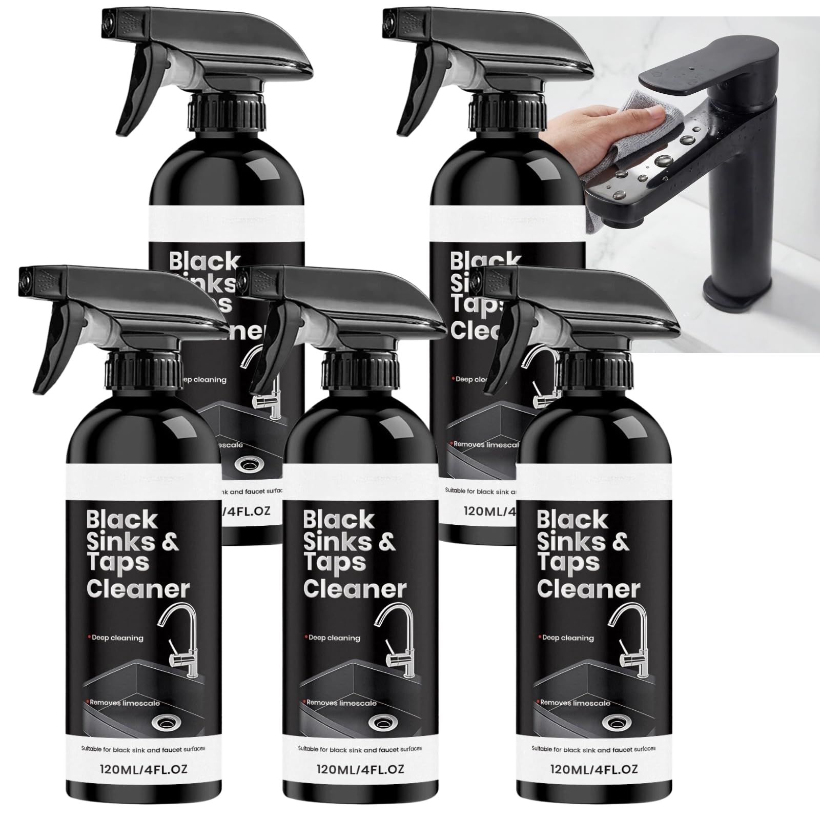 Limpiador de espuma multiusos para baño, potente quitamanchas de agua para azulejos y mamparas de ducha, elimina y previene la acumulación de cal en lavabos acrílicos y de piedra natural (5 unidades)