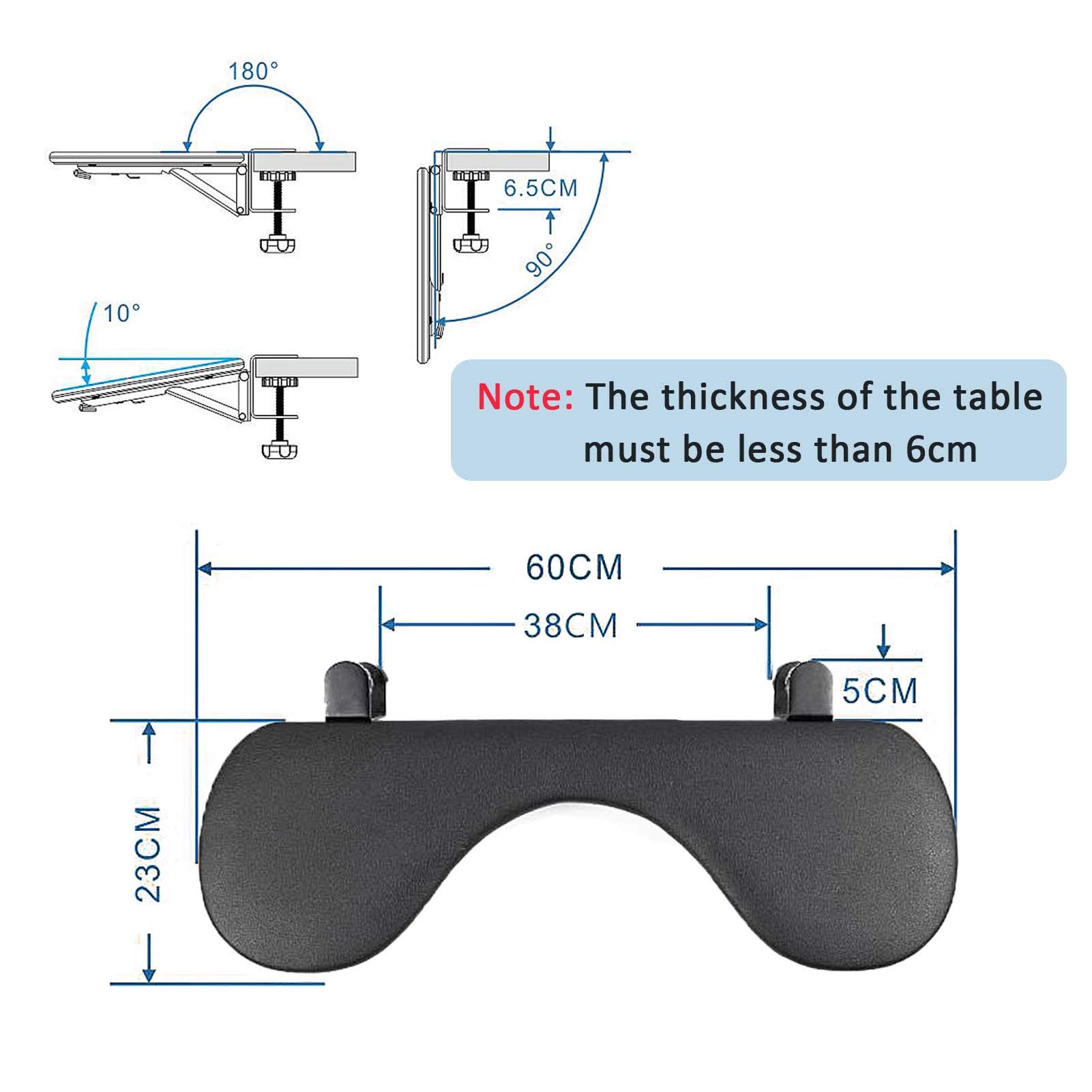 Estensore Regolabile Per Scrivania - Supporto Braccio Per Tastiera E Mouse, Poggiapolsi Ergonomico Per Ufficio E Casa - Foto 4
