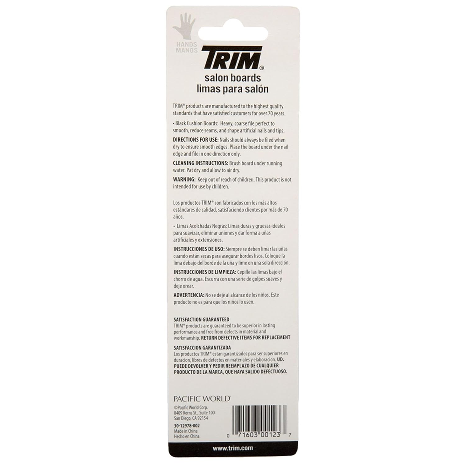 Trim Salon Boards - Professional Quality, Double Sided, 100/180 Grit Nail Files - Cushioned, Easy Grip for Comfortable Use - Emery Boards for Shaping & Smoothing Nails - Black - Pack of 2