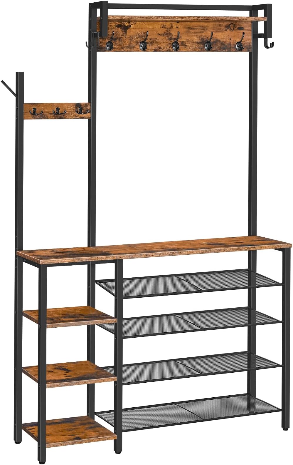 HOOBRO Kapstok, kledingstandaard, garderobe met, schoenenrek met 5