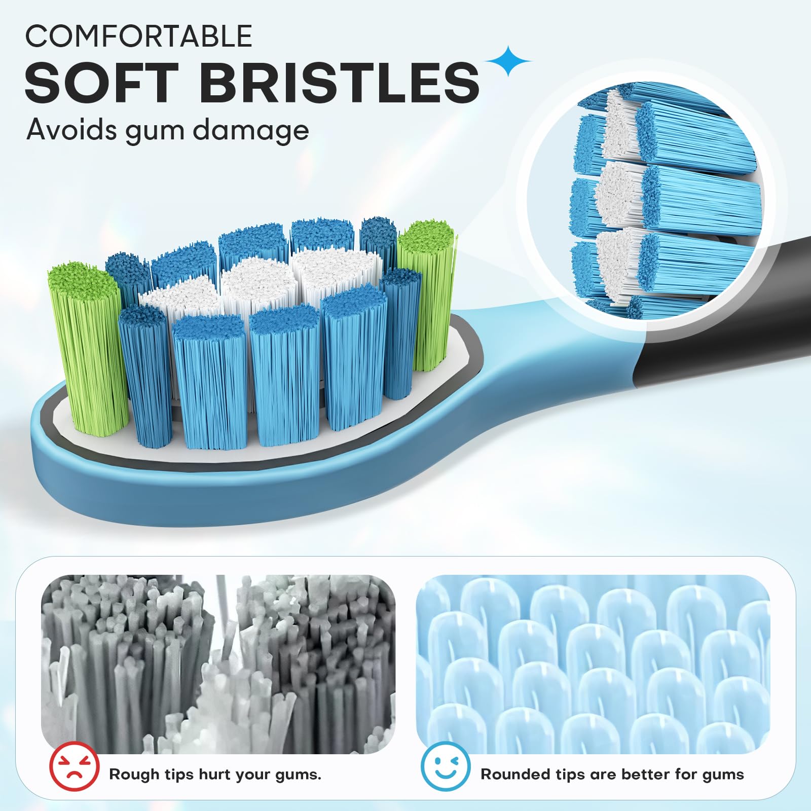 Paquete de 12 cabezales de repuesto para cepillo de dientes Philips Sonicare, cabezales de cepillo eléctrico compatibles con Phillips Sonic Snap-on Care Head (negro)