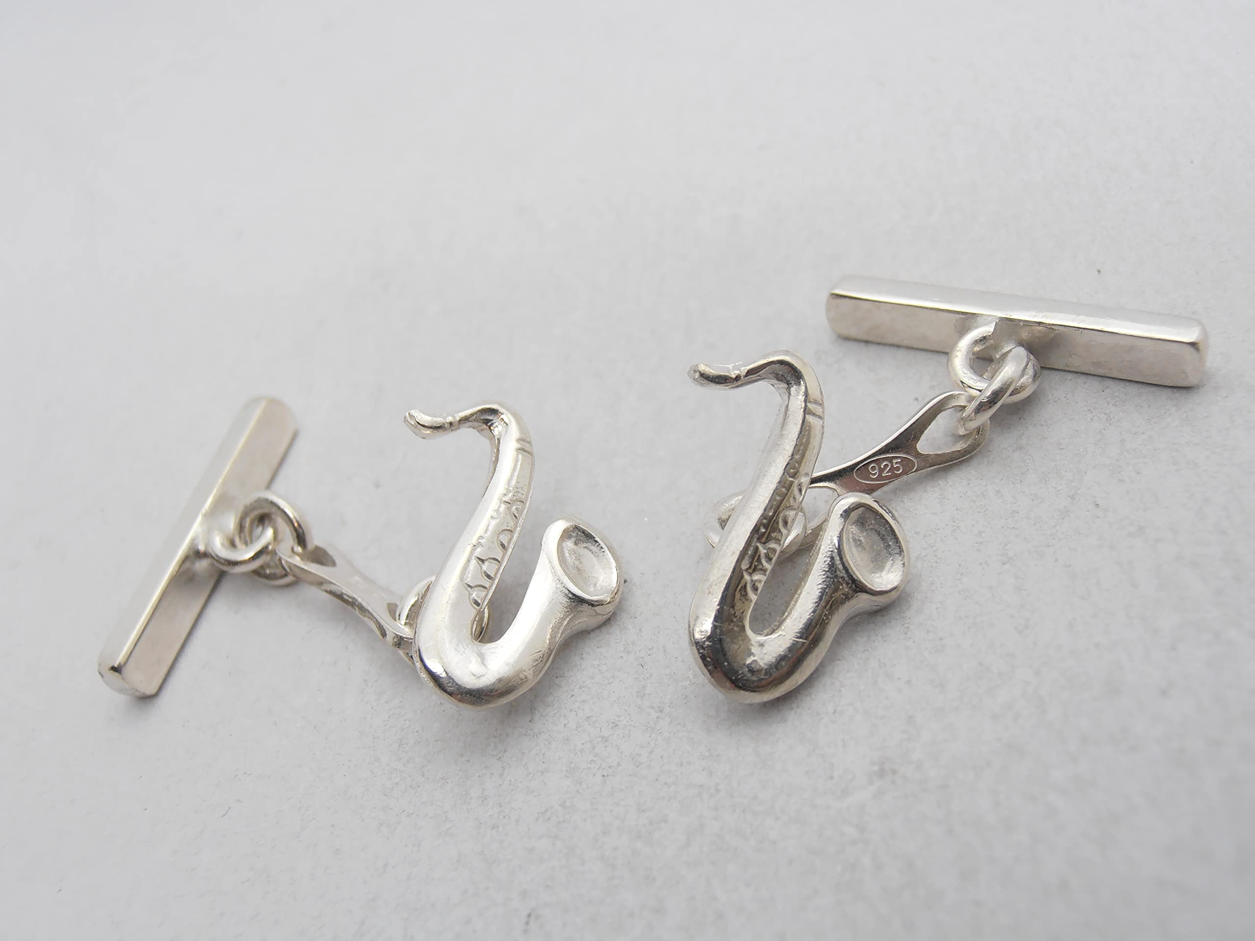 Sassofono : Gemelli in Argento 925 - Polsino Camicia - Sax - Musica - Musicista - Strumento Musicale
