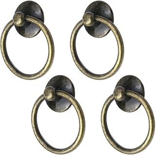 Faotup 4PCS Zinc Alloy Cabinet Drop Ring Pull,Bronze Drop Ring Drawer Pulls,Bronze Drop Ring Drawer Pulls,Bronze Ring Cabinet Pulls,Drawer Ring Handles,2.04×1.72×0.53inches