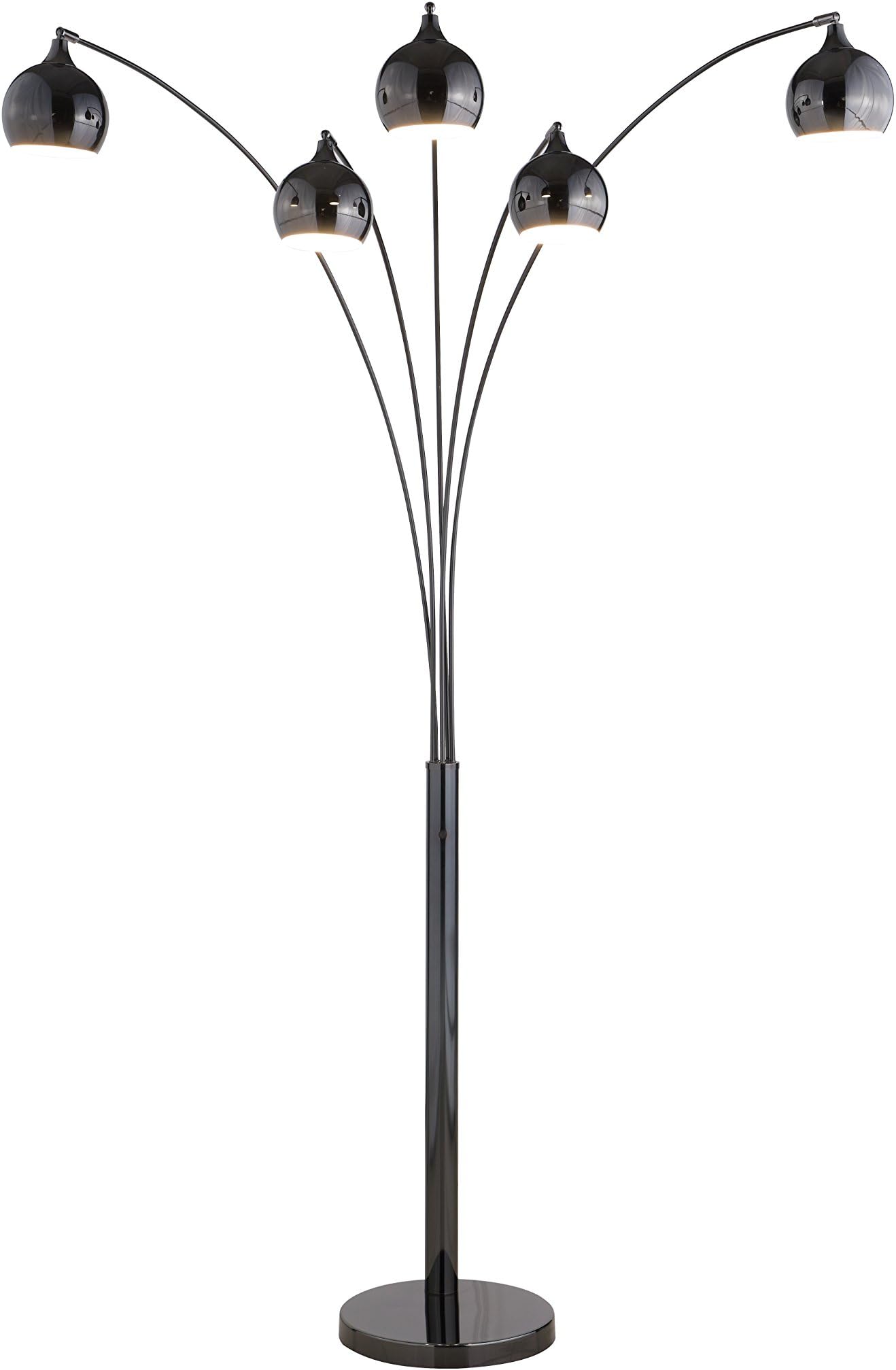 Amore LED 5-Arched Floor Lamp, Jet Black
