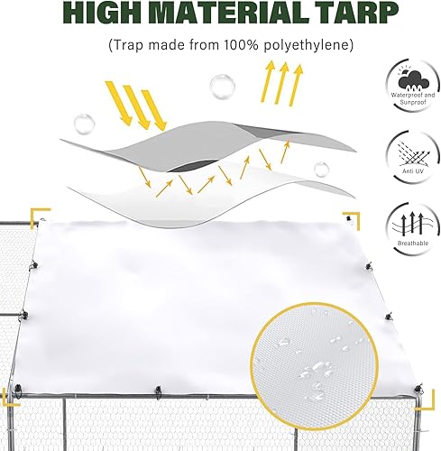 Miniatura 4 de Gallinero grande de metal para corral de pollo para patio, corral de pollo, jaula de pollo al aire libre, jaula de aves de corral resistente con