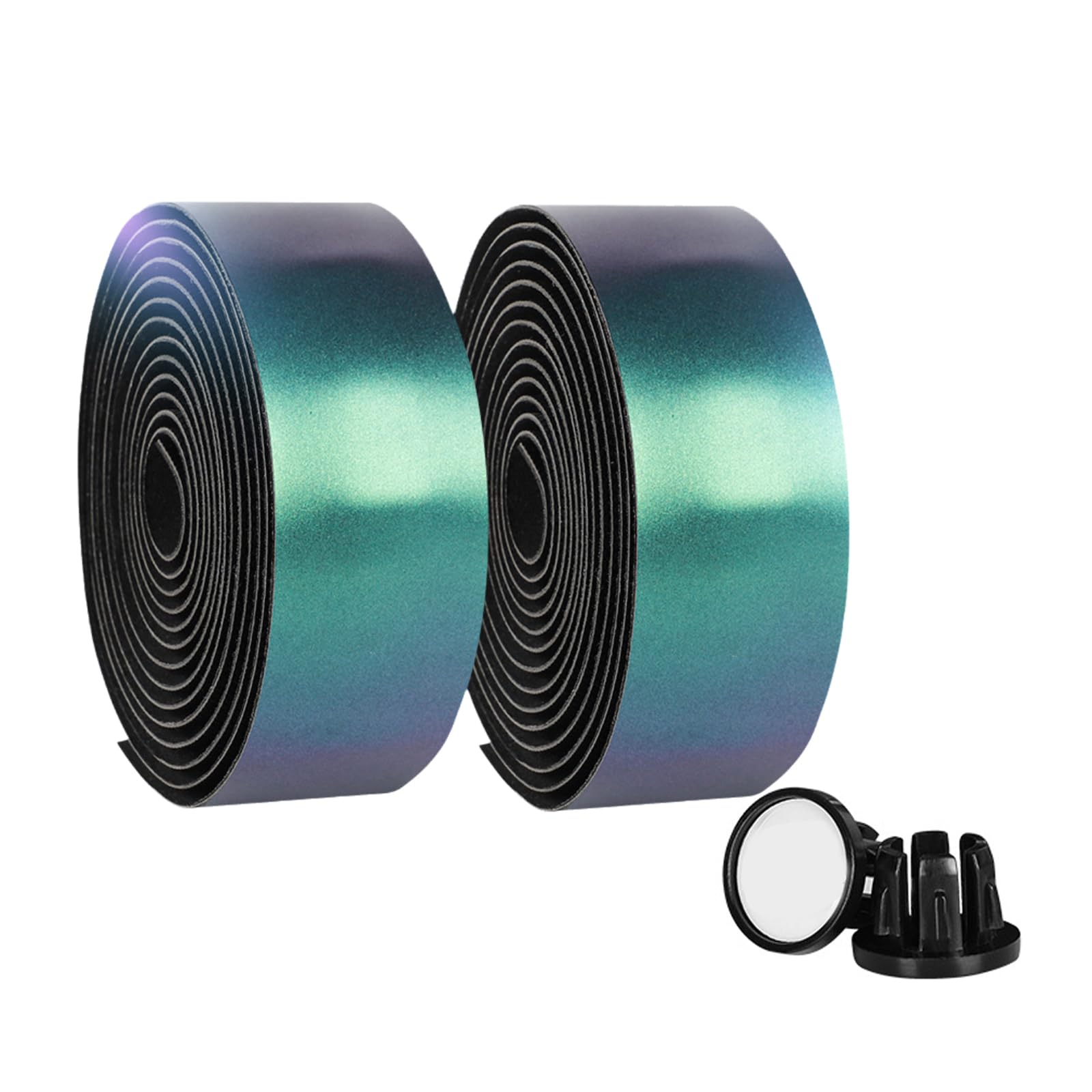 Road Bike Handlebar Tape, Bicycle Bar Tape, PU Leather + EVA, Gradient Aurora Green Cycling Handle Grip Wrap - 2 Rolls