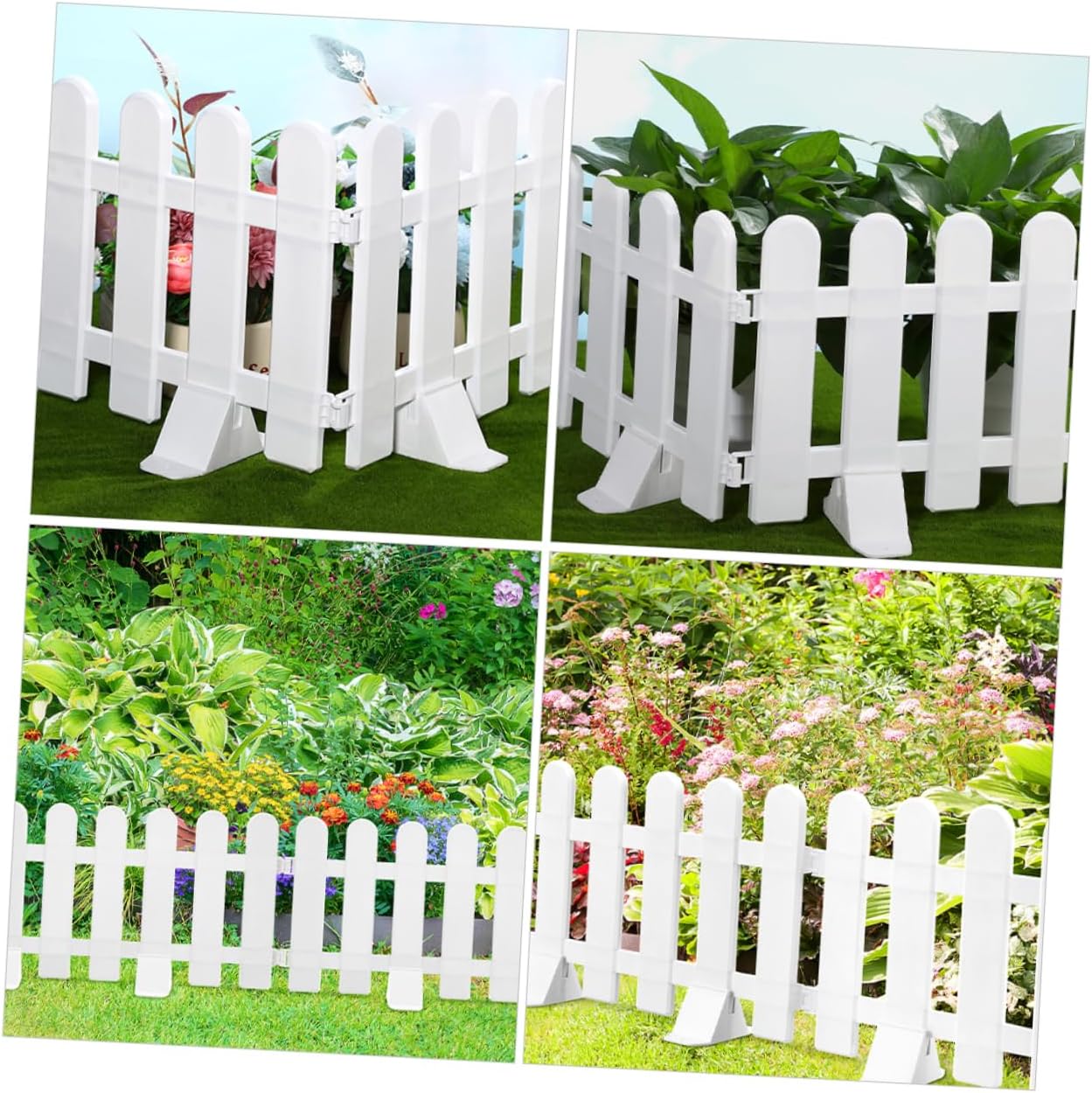 4pcs Interior Decorative Fence White Plastic Fencing for Garden Flower Bed Border