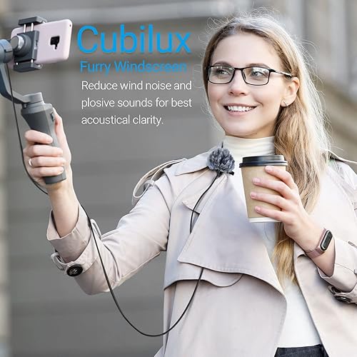 Miniatura 2 de Cubilux Juego de parabrisas peludo y cubierta de espuma para micrófono de solapa Lavalier, Muff Windjammer Deadcat, manguito de viento y gato muerto