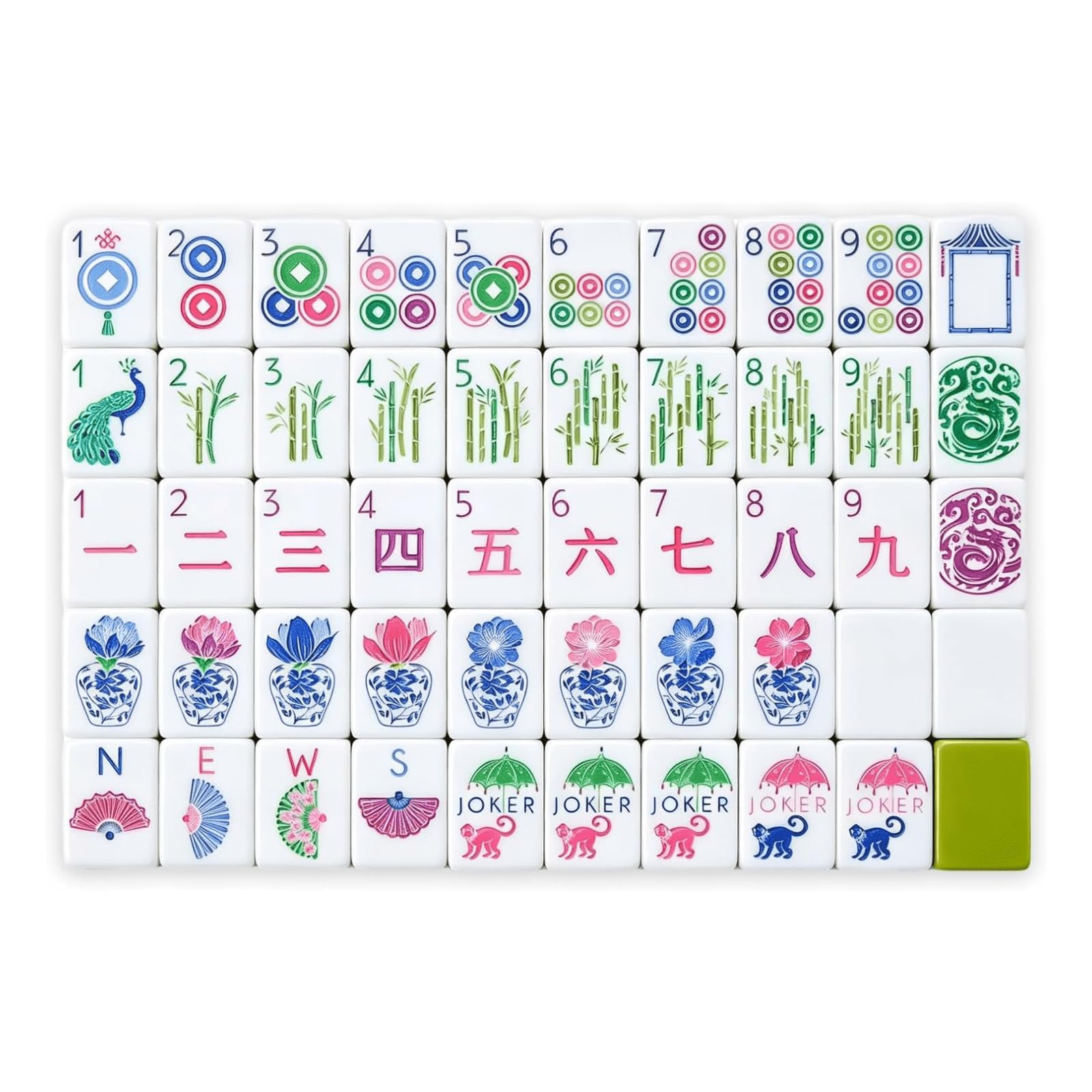 Set di mahjong in stile americano da 160 pezzi Greencolorblocking